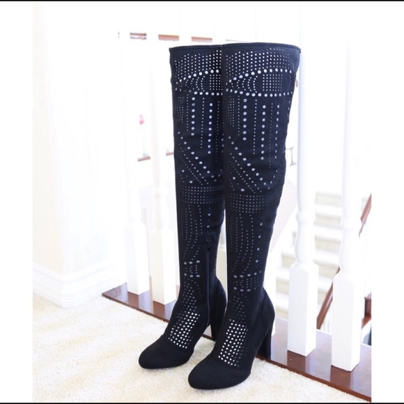 Wild Diva Shoes - NEW Killer Over The Knee Boots Black Size 6